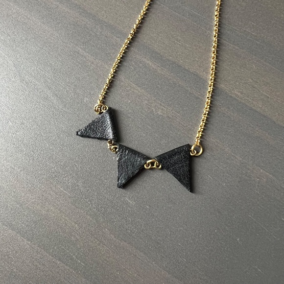Leather Triangle Necklace - Picture 2 of 3